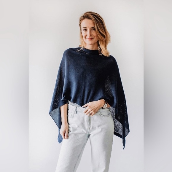 We Are Amma Tops We Are Amma Nursing Cover Cocoon Navy Blue Knit In